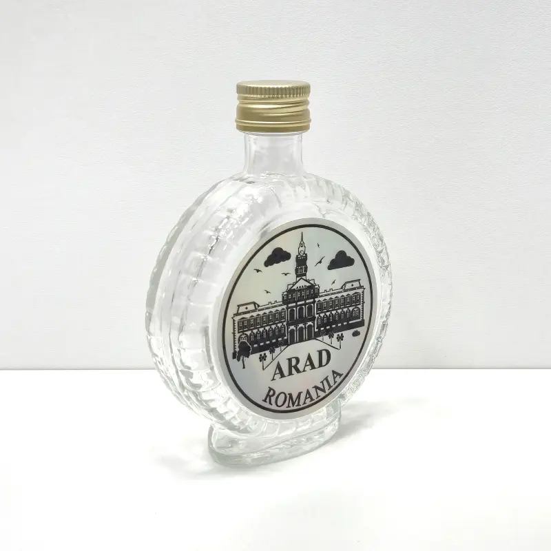 Arad romania, sticla rotunda plosca 100 ml, cu mesaj, model divgs320 02
